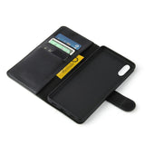 For iPhone XS,X Cover,iCoverLover Genuine Cow Leather Wallet Flip Case,Black