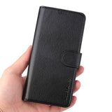 For iPhone XS,X Cover,iCoverLover Genuine Cow Leather Wallet Flip Case,Black