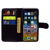 For iPhone XS,X Cover,iCoverLover Genuine Cow Leather Wallet Flip Case,Black
