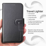 For iPhone XS Max Case iCoverLover Black Genuine Cow Leather Wallet Folio Case, 3 Card Slots, 1 Cash Compartment