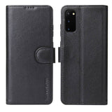 For Samsung Galaxy S20 Case iCoverLover Genuine Cow Leather Wallet Cover Black