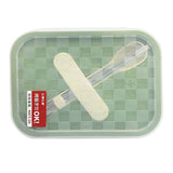 ROBO 3 Compartment Glass Food Container Green 1L