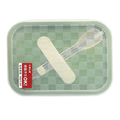 ROBO 3 Compartment Glass Food Container Green 1L