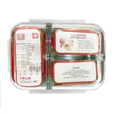 ROBO 3 Compartment Glass Food Container Green 1L