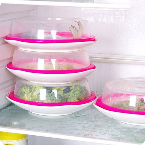 4 Sets Microwave Oven Plate Cover Non Stick Plastic Clear Dish Lid Table Dustproof