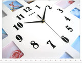 Multi Photo Frame Modern Wall Clock, White Color, Modern Design