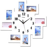 Multi Photo Frame Modern Wall Clock, White Color, Modern Design