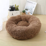 Pet Dog Bed Bedding Warm Plush Round Soft Dog Nest Light Coffee  XL 100cm