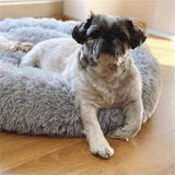 Pet Dog Bed Bedding Warm Plush Round Comfortable Dog Nest Light Grey Large 90cm Large