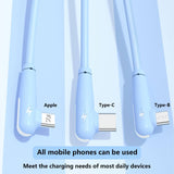 Mobax 66W Elbow Liquid Silicone Fast Charging Three-In-One Fast Charge Data Cable