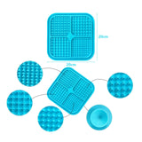 Pawfriends 4in1 Silicone Pet Lick Mat Cat Puppy Dog Slow Feeder Grooming Helper Mat Blue