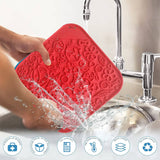 Pawfriends Asphyxia-resistant Silicone Dog Pet Lick Mat Slow Feeder Grooming Helper Red
