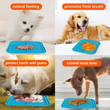 Pawfriends 3in1 Silicone Pet Lick Mat Cat Puppy Dog Slow Feeder Grooming Helper Mat Blue