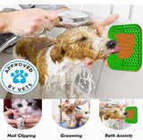 Pawfriends 3in1 Silicone Pet Lick Mat Cat Puppy Dog Slow Feeder Grooming Helper Mat Green