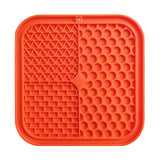 Pawfriends 3in1 Silicone Pet Lick Mat Cat Puppy Dog Slow Feeder Grooming Helper Mat Orange