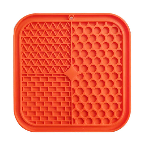 Pawfriends 3in1 Silicone Pet Lick Mat Cat Puppy Dog Slow Feeder Grooming Helper Mat Orange