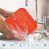 Pawfriends 3in1 Silicone Pet Lick Mat Cat Puppy Dog Slow Feeder Grooming Helper Mat Orange
