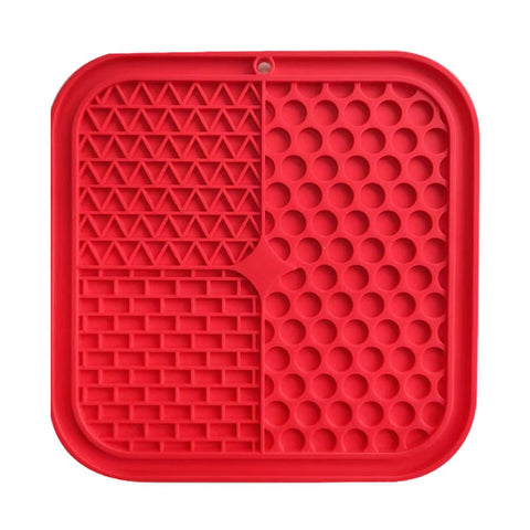 Pawfriends 3in1 Silicone Pet Lick Mat Cat Puppy Dog Slow Feeder Grooming Helper Mat Red