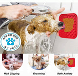 Pawfriends 3in1 Silicone Pet Lick Mat Cat Puppy Dog Slow Feeder Grooming Helper Mat Red