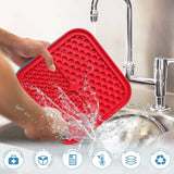 Pawfriends 3in1 Silicone Pet Lick Mat Cat Puppy Dog Slow Feeder Grooming Helper Mat Red