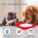 Pawfriends 3in1 Silicone Pet Lick Mat Cat Puppy Dog Slow Feeder Grooming Helper Mat Red
