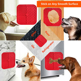 Pawfriends 3in1 Silicone Pet Lick Mat Cat Puppy Dog Slow Feeder Grooming Helper Mat Red