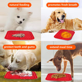 Pawfriends 3in1 Silicone Pet Lick Mat Cat Puppy Dog Slow Feeder Grooming Helper Mat Red
