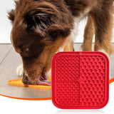 Pawfriends 3in1 Silicone Pet Lick Mat Cat Puppy Dog Slow Feeder Grooming Helper Mat Red