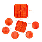 Pawfriends 4in1 Silicone Pet Lick Mat Cat Puppy Dog Slow Feeder Grooming Helper Mat Orange