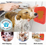 Pawfriends 4in1 Silicone Pet Lick Mat Cat Puppy Dog Slow Feeder Grooming Helper Mat Orange