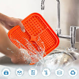 Pawfriends 4in1 Silicone Pet Lick Mat Cat Puppy Dog Slow Feeder Grooming Helper Mat Orange
