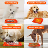 Pawfriends 4in1 Silicone Pet Lick Mat Cat Puppy Dog Slow Feeder Grooming Helper Mat Orange