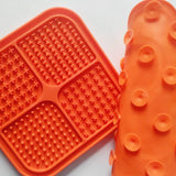 Pawfriends 4in1 Silicone Pet Lick Mat Cat Puppy Dog Slow Feeder Grooming Helper Mat Orange