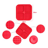 Pawfriends 4in1 Silicone Pet Lick Mat Cat Puppy Dog Slow Feeder Grooming Helper Mat Red
