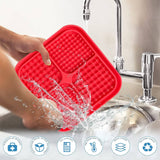 Pawfriends 4in1 Silicone Pet Lick Mat Cat Puppy Dog Slow Feeder Grooming Helper Mat Red