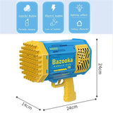 Bubblerainbow 69 Hole Electric Bubble Machine Hand-Held Rocket Gatling Bubble Gun Toy Purple