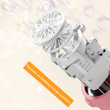 Bubblerainbow Bubble Machine Fully Automatic Hand-Held Spray Gun Electric 10-Hole Toy Blue