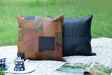 Melbourne Leather Co Genuine Leather Patchwork Cushion Cover Pillow Cover Leather Pillow Leather Cushion Vintage Leather Tan Pillow Cover