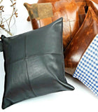 Melbourne Leather Co Genuine Leather Patchwork Cushion Cover Pillow Cover Leather Pillow Leather Cushion Vintage Leather Tan Pillow Cover