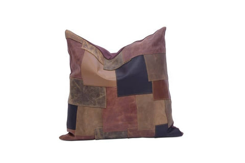 Melbourne Leather Co Genuine Leather Patchwork Cushion Cover Pillow Cover Leather Pillow Leather Cushion Vintage Leather Tan Pillow Cover