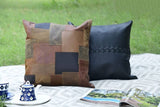 Melbourne Leather Co Genuine Leather Patchwork Cushion Cover Pillow Cover Leather Pillow Leather Cushion Vintage Leather Tan Pillow Cover