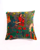 Linen Connections Frida Kahlo Velvet Cushion Cover Frida's Garden Cushion Handmade Mexico Muertes Decorative Cushion 100% cotton velvet