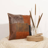 Linen Connections Genuine Leather Patchwork Cushion Cover Pillow Cover Leather Pillow Leather Cushion Vintage Leather Tan Pillow Cover