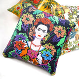 Mexican Painter Pillow Case, Frida Floral Decorative Cushion, Mexican Painter Art Garden Country Mexico Muertes Cushion Cover