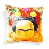 Mexican Painter Pillow Case, Frida Floral Decorative Cushion, Mexican Painter Art Garden Country Mexico Muertes Cushion Cover