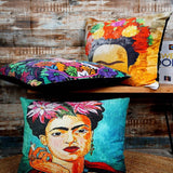 Mexican Painter Pillow Case, Frida Floral Decorative Cushion, Mexican Painter Art Garden Country Mexico Muertes Cushion Cover
