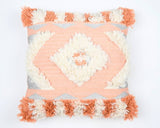 Tassels Linen Cushion Cover 50*50cm Beige Pillow Cover Handmade Boho rustic decor cream Moroccan Cushions Hand Tufted Cushion Lumbar Pillow