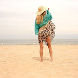 Linen Connections Trendy Silk Kaftan For Women Long Caftan Resort Wear Vacation Beach Dress Boho Silk Dress Kaftan Necklace Print Silk Kaftan Gift For Her | Ultramarine Green