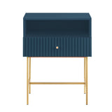 Lucia Slender Fluted Bedside Tabel In Blue