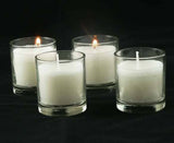 20 White Wax Clear Glass Holder Votive Candle - Wedding Event Centrepiece Table Decoration